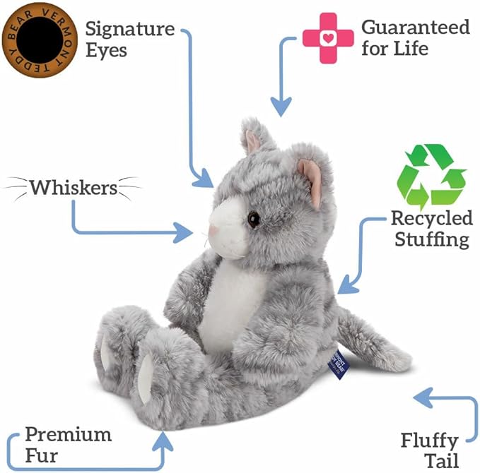 Vermont Teddy Bear Stuffed Kitten - Oh So Soft Kitty Cat Stuffed Animal, Plush Toy, Gray, 18 Inch