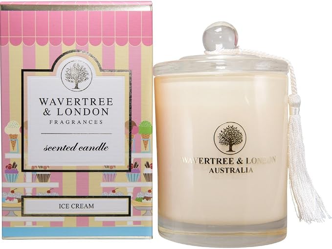 Wavertree & London Organic Ice Cream Scent Soy Wax Candle | Non Toxic 100% Cotton Wick Triple Scented Pure Natural Soy Wax Candles, Hand Poured in Australia | 60 Hours Burning Time, 11.66 Oz