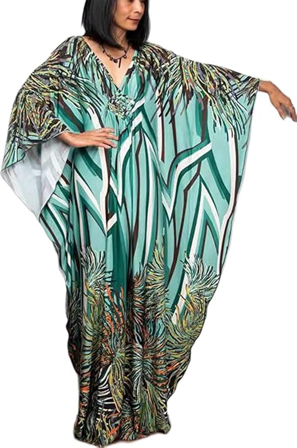 Venasha Womens Caftan Floral Print Kaftan Dress Short Sleeve Swimsuit Cover up Loungewear for Summer