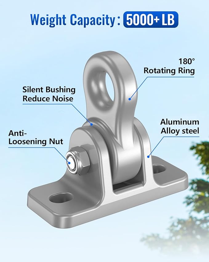 Heavy Duty Swing Hangers Hardware Included-Corrosion Resistant Alloy Steel 5000+ lb Capacity for Wooden Porch Swings,Aerial Yoga Chairs,Playgrounds,Trapeze&More-Indoor Outdoor-Set of 4,Silver