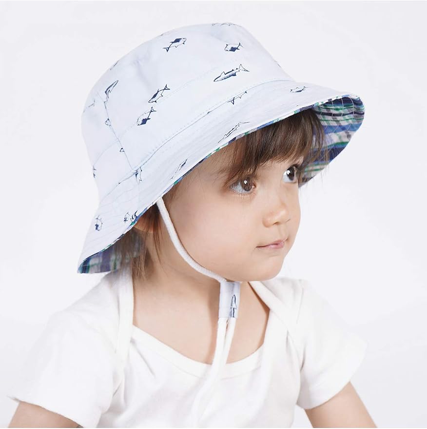 Baby Sun Hat UPF 50+ Sun Protective Toddler Bucket Hat Summer Kids Beach Hats Wide Brim Outdoor Play Hat for Boys Girls