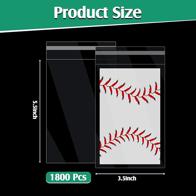Lewtemi 1800 Pcs Graded Card Sleeves Resealable Team Bags for Trading Cards Baseball Sports Slabs Holders Plastic Collectible Slabs Protection,3.5" x 5.5"