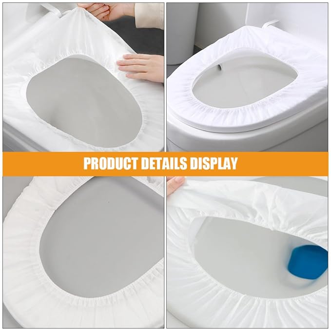 Disposable Toilet Seat Covers White Color 10pcs Waterproof Non-Woven Fabric Portable Toilet Seat Liners for Travel and Camping Suitable and Adults