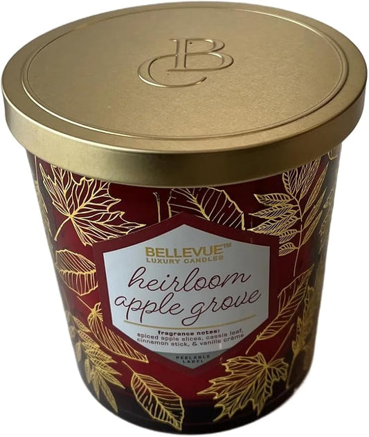 Bellevue Luxury Candles, 12 OZ Fragranced Candle, Soy Blend Wax, Essential Oils, Long-Lasting Burn, Home Fragrances, Aromatherapy Home Scented Candles Scent Heirloom APPLEGROVE