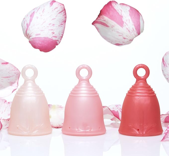 Peachlife Silicone Ring Menstrual Cup | Pull Stem Loop for Easy Removal | Reusable for up to 10 Years of Leak-Proof, Comfortable Period Protection | Large, Medium Firm Peachcup