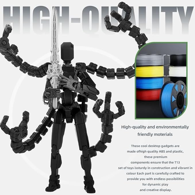 T13 Action Figure, Assembly Completed Action Figures,T 13 3D Printed Toys - The Premium Action Figures for Sci-Fi Enthusiasts,Four Claws Robot (Black, 5.2 Inch)