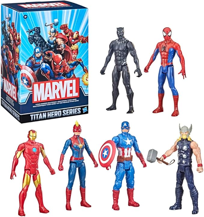 Hasbro- Marvel Titan Hero Series Multipack (6 Action Figures, 30 cm, Ages 4 Years) (F28615S1), Amazon Exclusive