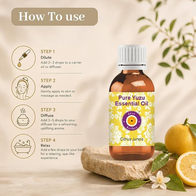 dève herbes Pure Yuzu Oil (Citrus Junos) Cold Pressed 2ml (0.06 oz)