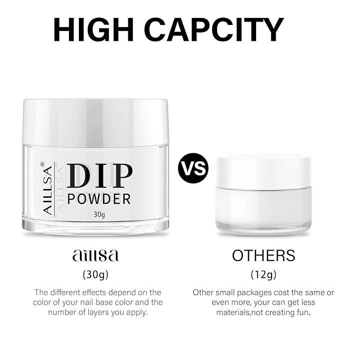AILLSA Milky White Dip Powder Nude Nail Dipping Powder | Translucent Jelly Dip Powder Colors for DIY Manicure Salon at Home Easy to Use Neutral Nail Dip Powder (1 Oz)