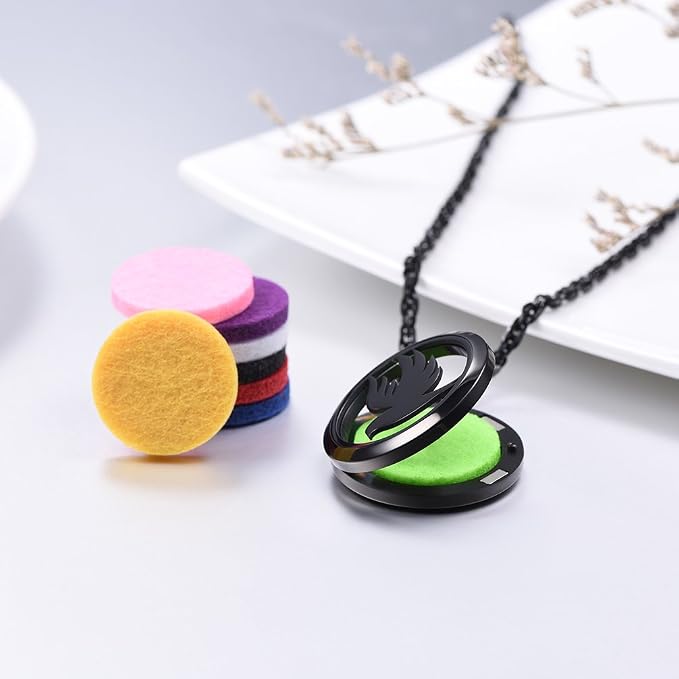 Flying Bird Diffuser Necklace Black Perfume Locket Aromatherapy Necklace Stainless Steel Essential Oil Diffuser Women Jewelry