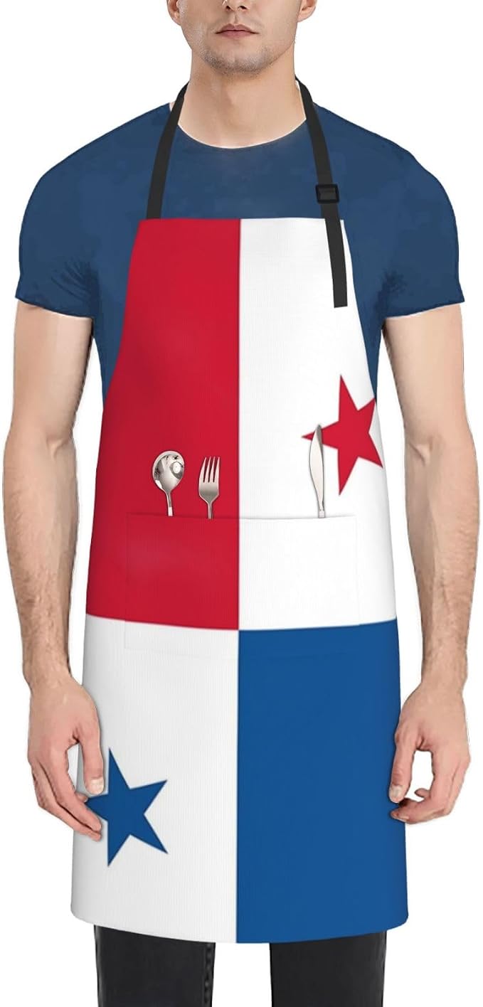 Cute Flag Kitchen Cooking Aprons for Women Men Adjustable Patriotic Flag Apron with 2 Pockets for Home Kitchen Garden