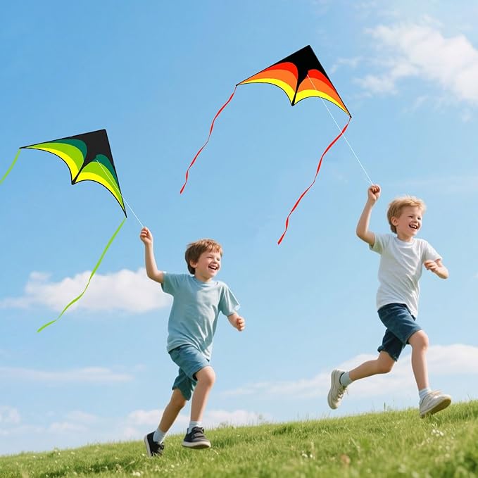 Mint's Colorful Life Delta Kite for Kids & Adults, Extremely Easy to Fly Kite for Beach Trip, Best Kites for Beginners, 300ft String Handle Included