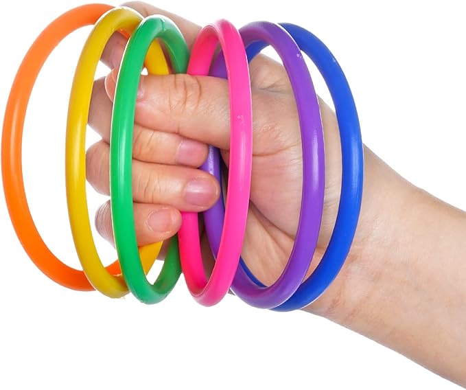 Topbuti 24 Pcs Multicolor Plastic Toss Rings Ring Toss Game Carnival Rings for Speed and Agility Practice Games, Garden Backyard Outdoor Games, Bridal Shower Game, Game Booth （3.1 Inch）