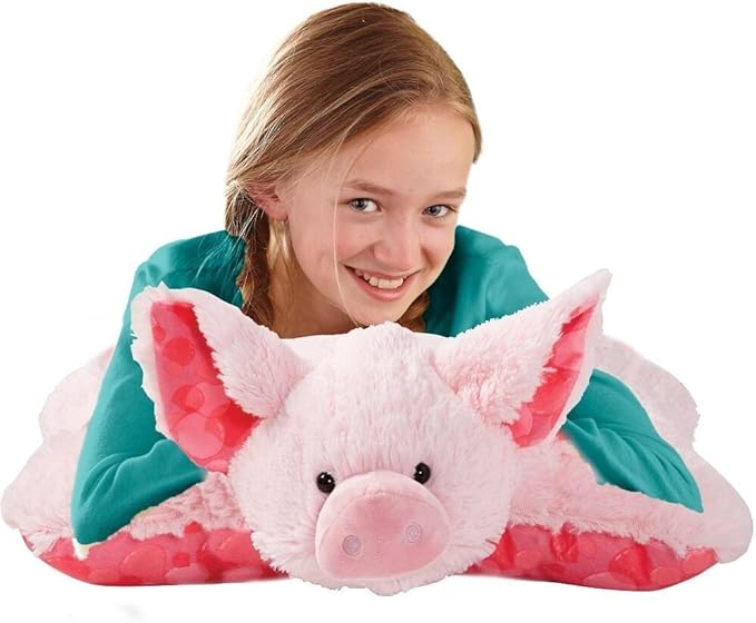 Pillow Pets Sweet Scented Bubble Gum Piggy, Stuffed Animal Pig Plush Toy, Pink