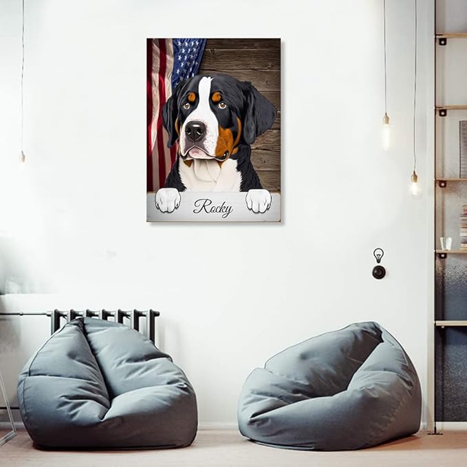 Custom Wooden Jigsaw Puzzles with Your Dog's Name on Great Swiss Mountain Art Print - 300 500 1000PCS Puzzles Game and Home Wall Decor