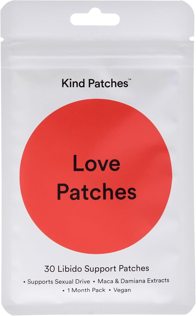 Kind Patches Love Patches - Natural Libido Booster for Women and Men - Ashwagandha and Red Ginseng to Enhance Intimate Wellness and Energy - 30 Count
