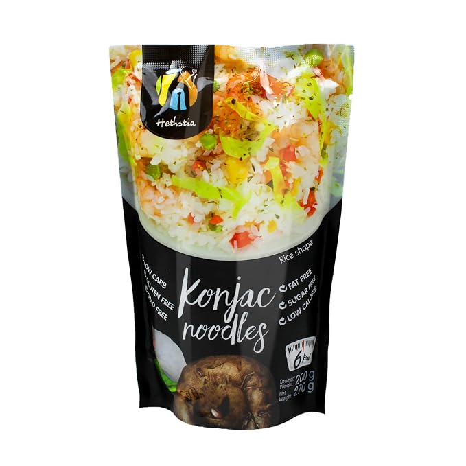 Hethstia Shirataki Rice, Konjac Rice Alternative, 6 Pack Low Carb Keto Rice | Gluten Free, Vegan, Sugar Free, 0 Fat, Low Calorie, Ready Meal Solution, Healthy Grain Free Option, Convenient Pantry Food