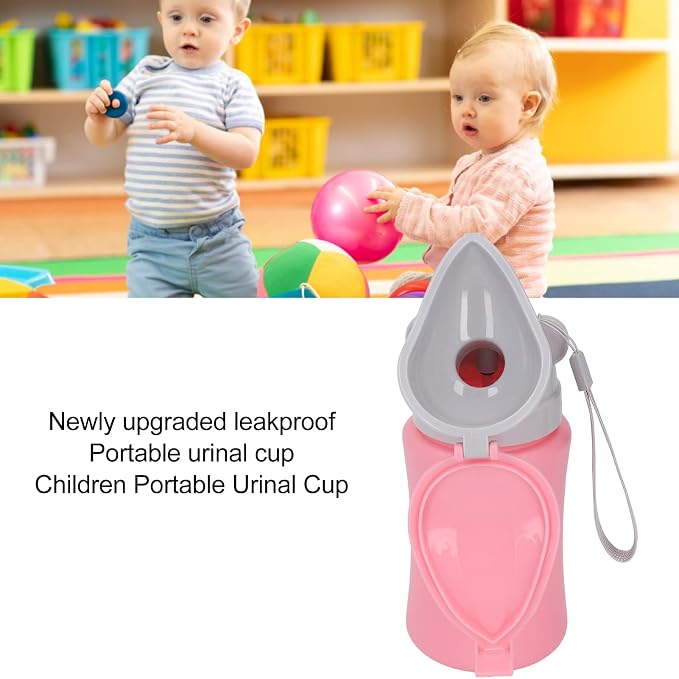 Portable Travel Potty Emergency Urinal for Car and Camping, Toddler Training Cup with Leak Proof Design, Pink, for Girls