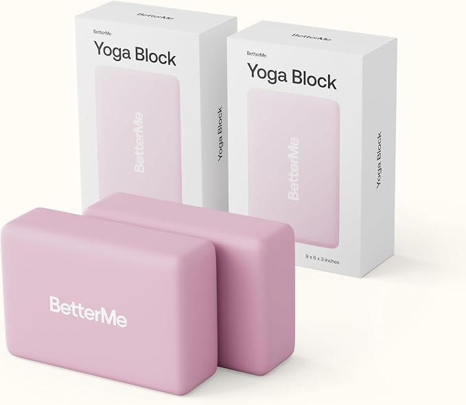 BetterMe Yoga Blocks Set of 2 – High Density Foam Yoga Blocks for Stretching, Pilates & Workouts – Lightweight Non-Slip Exercise Blocks for Flexibility & Balance