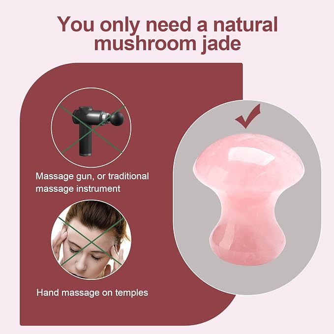 Mushroom Gua Sha, Rose Quartz Mushroom Massage Tool for Muscle Relaxing Women Facial Skin Care