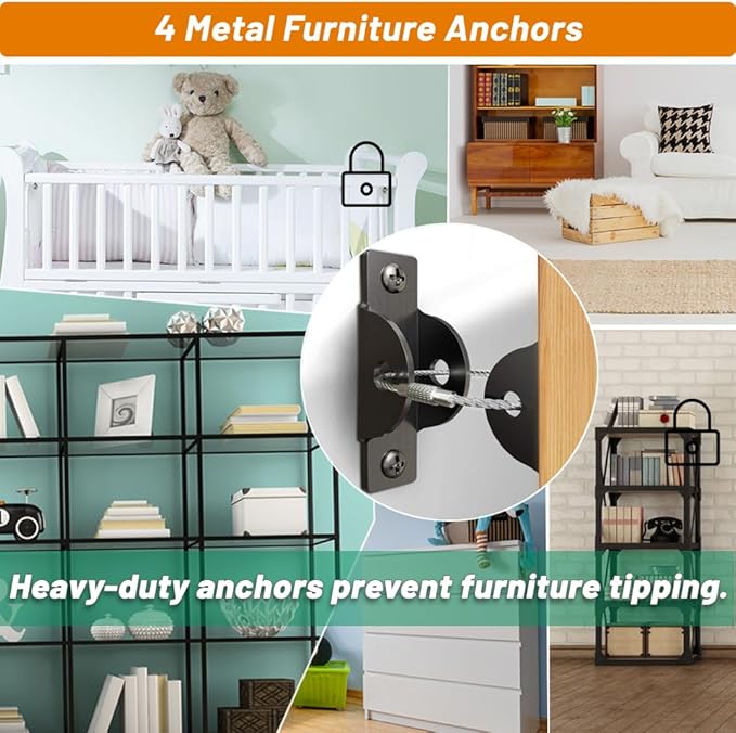 Baby Proofing Kit 112 Pack – Complete Baby Proofing Essentials Set with Magnetic Cabinet Locks, Door Lever Lock, Stove Knob Safety Covers, Corner Protectors, Outlet Plug Covers & Furniture Straps