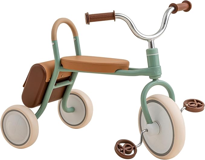 Kidpop Mate Toddler Tricycle Age 2.5-4 Kids First Birthday Gift Toy Bike with Handlebar Grips & Storage for Outdoor Play (Green)