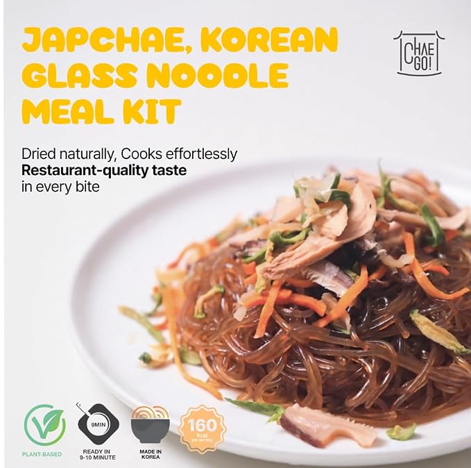 Chaego Japchae Korean Glass Noodles Stir-Frying Vegan Asian Prepared Meals Self Heating Instant 2 serving