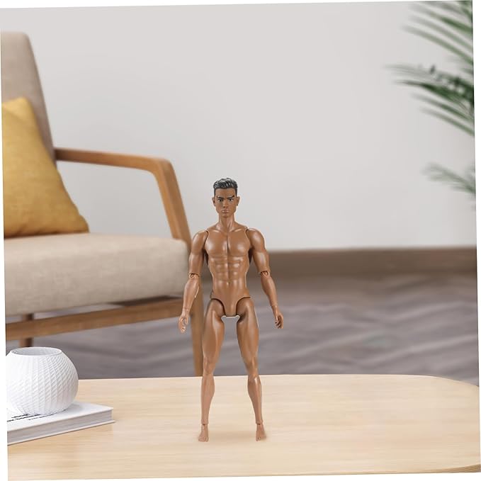 1/6 Scale Action Figure Multi Jointed Posable Male Muscular Action Figure Body with Head for Display Doll Collection, Brown