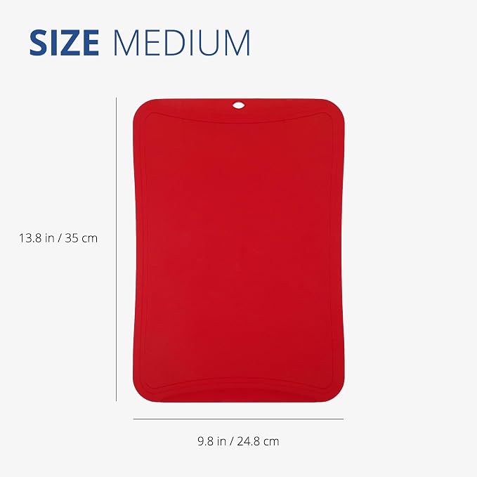 Blue Ginkgo TPU Cutting Board, Medium, Made in Korea, Red | Gentle on Knife Edges. Flexible and Durable.