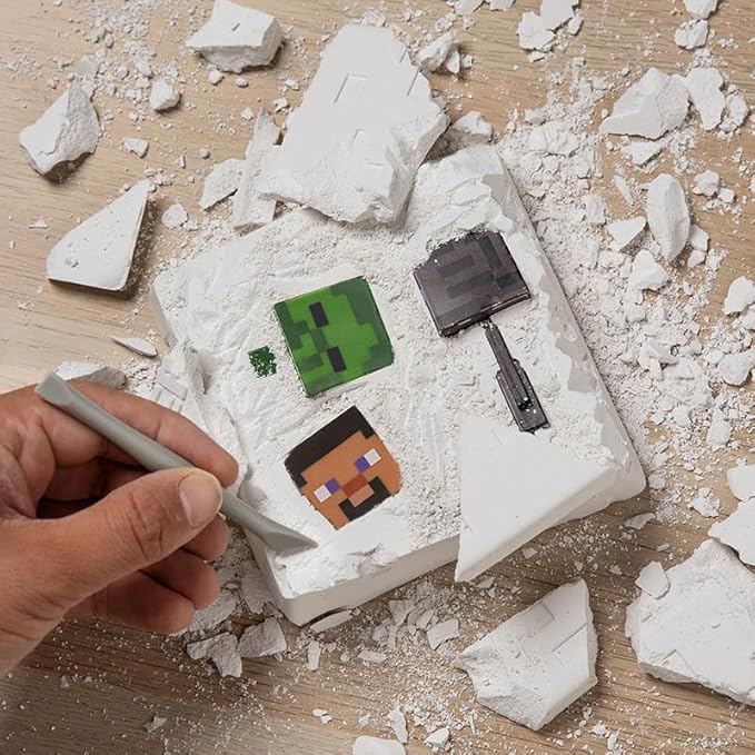 Paladone Minecraft Official Licensed Excavation Kit for Kids, Gamer Decor and Gift for Boys and Girls, 3 Iconic Gaming Characters Included, Interactive Dig Toy