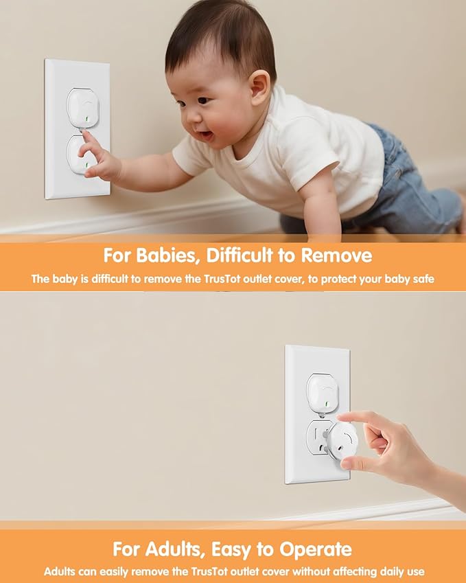 Outlet Covers Baby Proofing, 40 Pack Plug Covers Baby Proofing, Outlet Plug Covers for US 3-Prong to Prevent Electric Shock, Outlet Covers for Home, Office, School, Toddlers & Babies, White