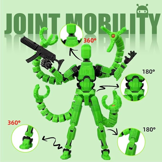 T13 Action Figure, Assembly Completed Dummy 13 Action Figures,T 13 3D Printed Toys - The Premium Action Figures for Sci-Fi Enthusiasts,Four Claws Robot (Green, 7.2 Inch)