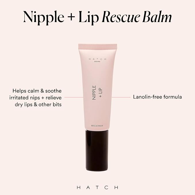 HATCH Maternity Bundle, Hydrating Nipple + Lip Rescue Balm (1 oz) & Essential Nursing & Pumping Bra (Sand, Size Medium), for Pregnancy & Beyond