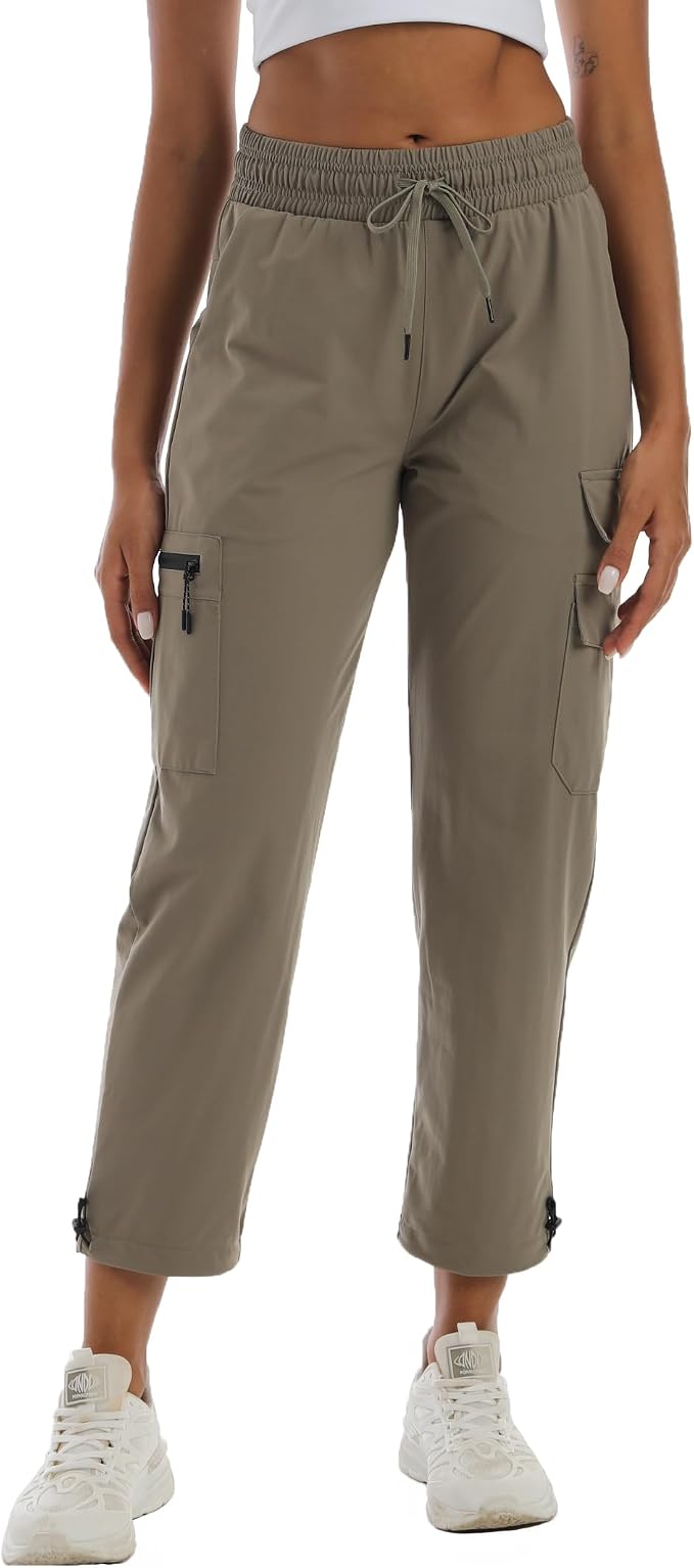 Rrosseyz Women's Hiking Pants with Pockets - Lightweight Water Resistant Joggers Cargo Pants for Casual Travel Golf Outdoor
