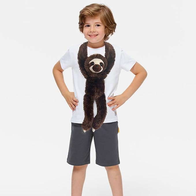 2 Pcs 50CM realistic hanging plush animal-filled Sloth Toys with Hands and Feet and Parent-Child Knot, Sloth Soft Long Plush Jungle Party Decoration Curtain Storage Toys Stuffed Animals for Kids 4-8