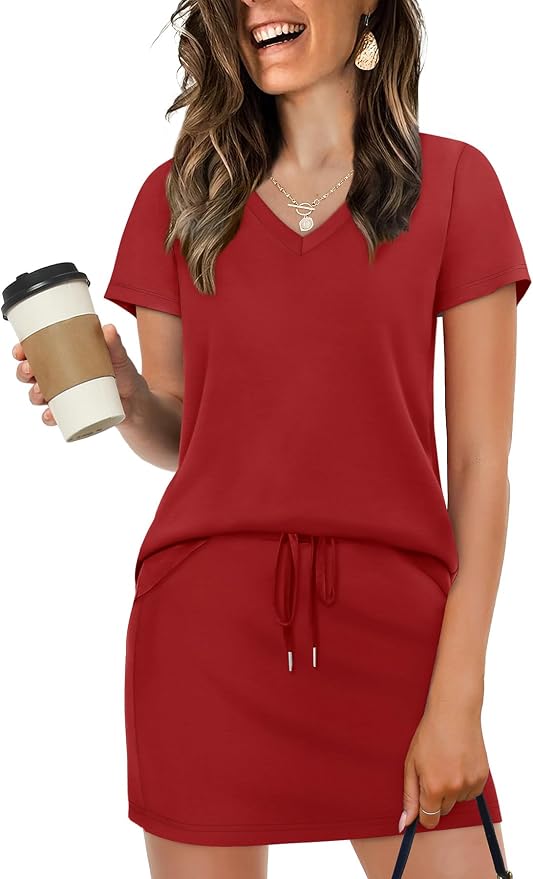 NIASHOT Two Piece Skirt Sets for Women Summer Vacation Travel Outfits Tennis Golf Skorts Versatile Lounge Sets