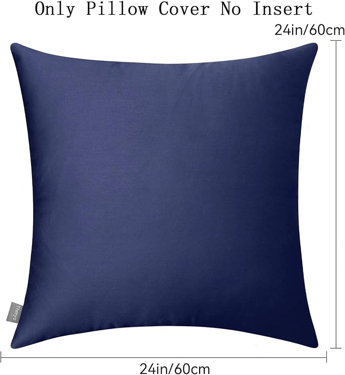 Thmyo 4-Pack 100% Cotton Comfortable Solid Decorative Throw Pillow Case Square Cushion Cover Pillowcase Sublimation Blank Pillow Covers Halloween DIY Throw Pillowcase(24x24inch/60x60cm,Dark Blue)