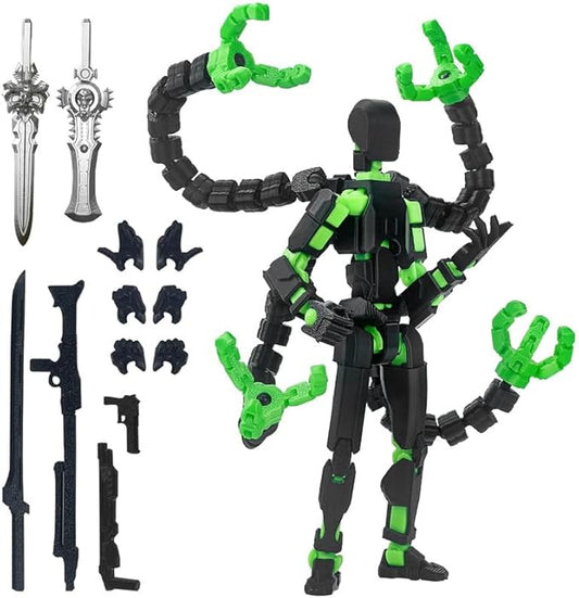 T13 Action Figure, Assembly Completed Dummy 13 Action Figures,T 13 3D Printed Toys - The Premium Action Figures for Sci-Fi Enthusiasts,Four Claws Robot (Black Green, 7.2 Inch)
