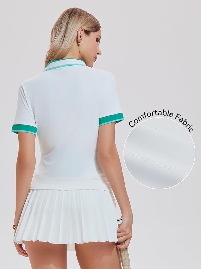 Tennis Skirt Sets for Women Zipper Color Block High Waisted Golf Polo Two Piece Skirt Set Women 2 Piece Outfits
