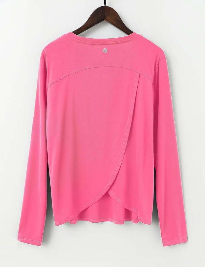 baleaf Women's Long Sleeve Workout Tops Running Sun Shirts Split Back | UPF 50+, Quick Dry, Lightweight, Breathable, Moisture-wicking, SPF, UV, for Athletic, Gym, Hiking, Tennis, Outdoor