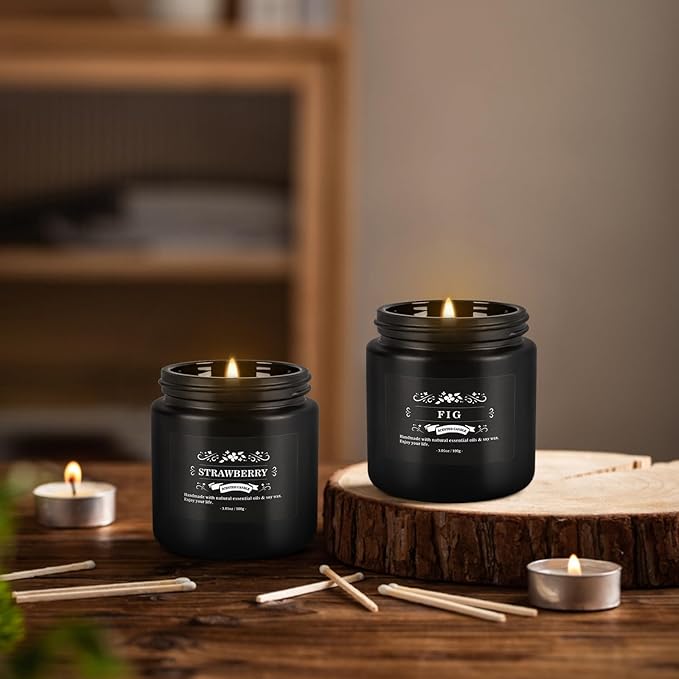 WPONSZU 12 Pcs Halloween Scented Candles with Added Natural Essential Oils, 3.05oz, Suitable for Various Festivals, Parties, Yoga, and Home Scene(Black)