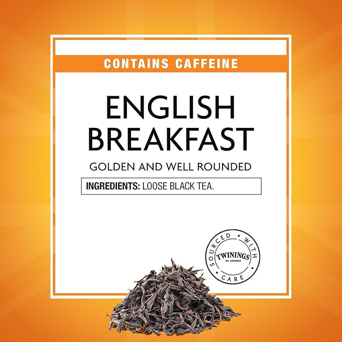 Twinings English Breakfast Loose Tea Tin, 7.05 Ounce Tin (Pack of 1), Smooth, Flavourful, Robust Black Tea Leaves, Caffeinated, Enjoy Hot or Iced
