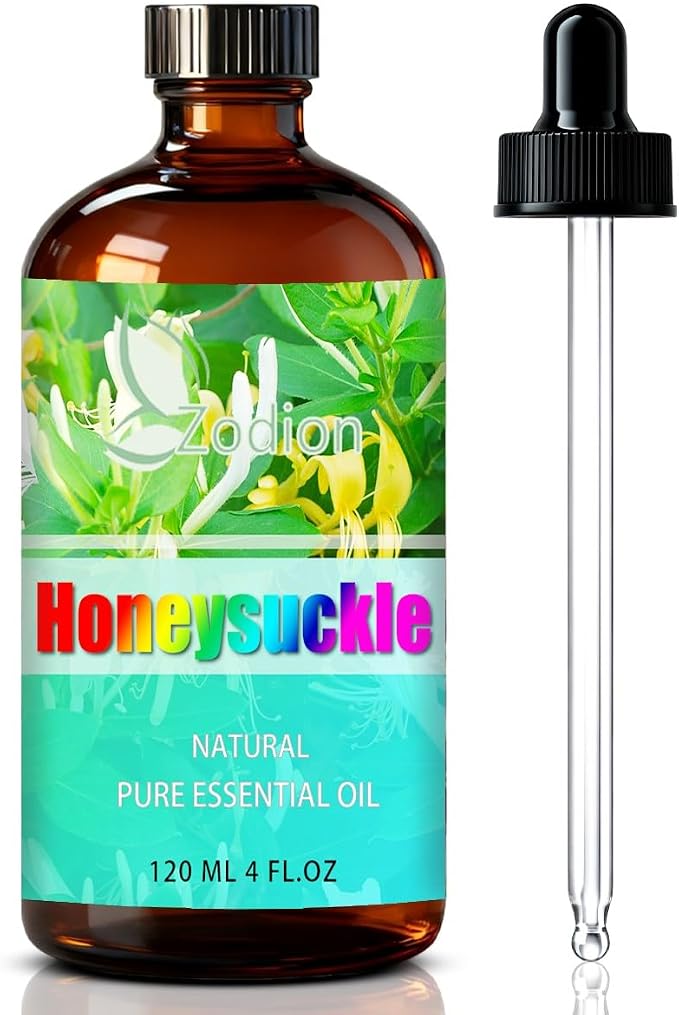 Honeysuckle Essential Oil - Honeysuckle Oil for Diffuser, 4 Fl Oz(120ml) | Candle Making, Soap Making, aroma, Strong Scent, Pure, Natural, Home Fragrance, Massage, Yoga