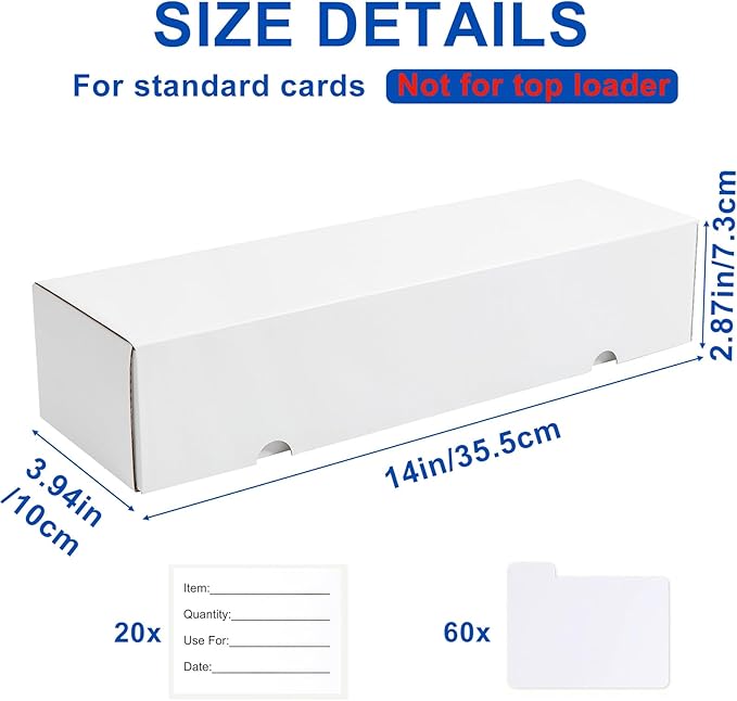 QINGUANG Trading Card Storage Box | 20 Pack • 1100 Count Bulk Card Storage Box | with Dividers | White Corrugated Cardboard Sport Card Organizer for Basketball Card/MTG/TCG/Magic Collection