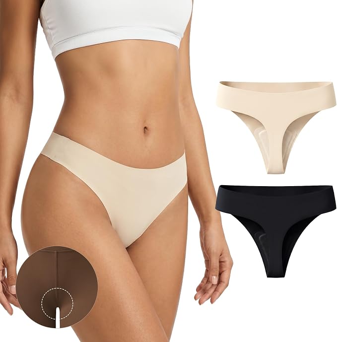 Anti Camel Toe Thongs for Women Seamless Invisible Panty No Show Underwear Liners Workout G String Breathable Tangas
