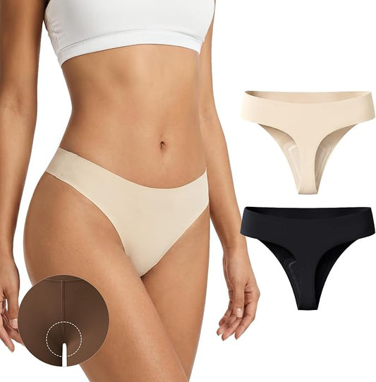 Anti Camel Toe Thongs for Women Seamless Invisible Panty No Show Underwear Liners Workout G String Breathable Tangas