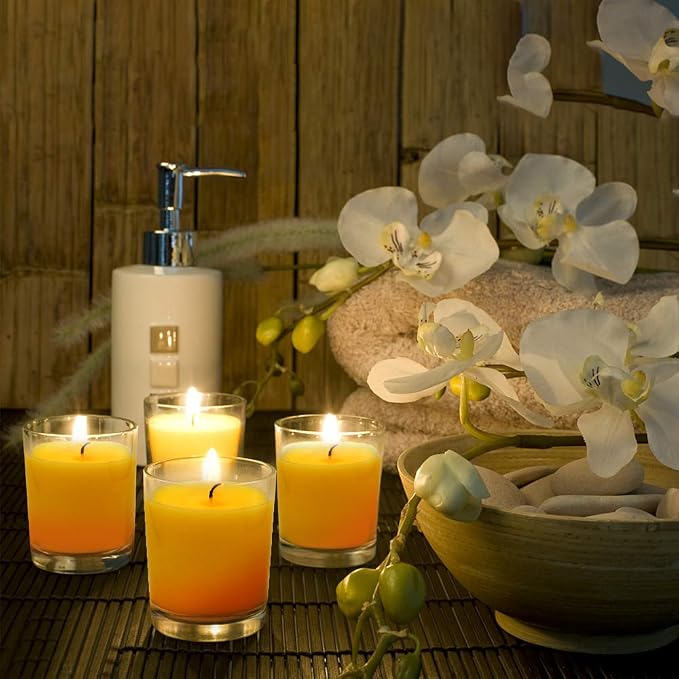 Small Citronella Candles Outdoor and Indoor Soy Wax Votive Candles for Party Dinner and Camping - 12 Hours Burn Time, Set of 12