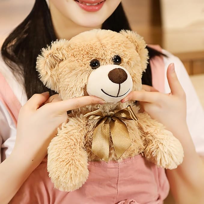 Teddy Bear Stuffed Animal, 12inch Teddy Bear Plush Toy, Birthday Valentine's Day Xmas Gifts for Kids Boys Girls Friends (B-Light Brown)