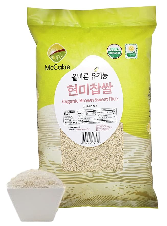 McCabe Organic Brown Sweet Rice - Rich in Fibers and Minerals | USDA and CCOF Certified | Product of USA | 12 Lbs Pack of 2