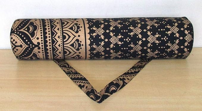 ICC Black Gold Mandala Full-Zip Exercise Yoga Mat Carry Bag Gym Beach Pilates Carrier Bags Hippie Mandala Indian Cotton Bag